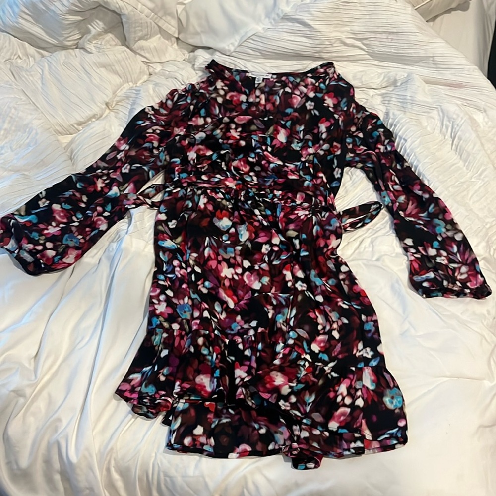 Pink Multi Colored Patterned Dress Size L Veronica M Brand